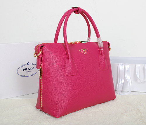 2014 Prada Grainy Calfskin Two-Handle Bag BN0890 rosered for sale
